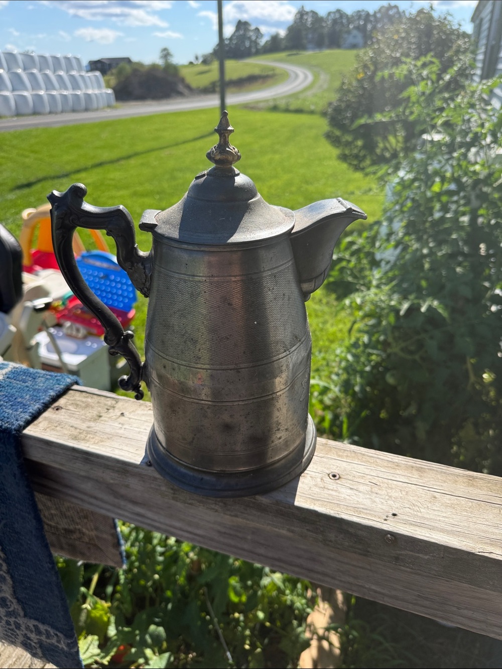 Classic Pewter Coffee Pot - Rustic Silver Finish
